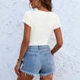 thumbnail image 4 of Short Sleeve Shirts for Women V Neck Summer Ribbed Tshirts Slim Fit Spring Fashion Going Out Basic Tees White S, 4 of 5