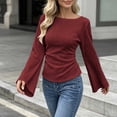thumbnail image 6 of SAWOBUUN Womens Bell Long Sleeve Ribbed Knit Tops Boat Neck Y2k Going Out Tops Slim Fit Trendy Fall Winter Outfits, 6 of 6