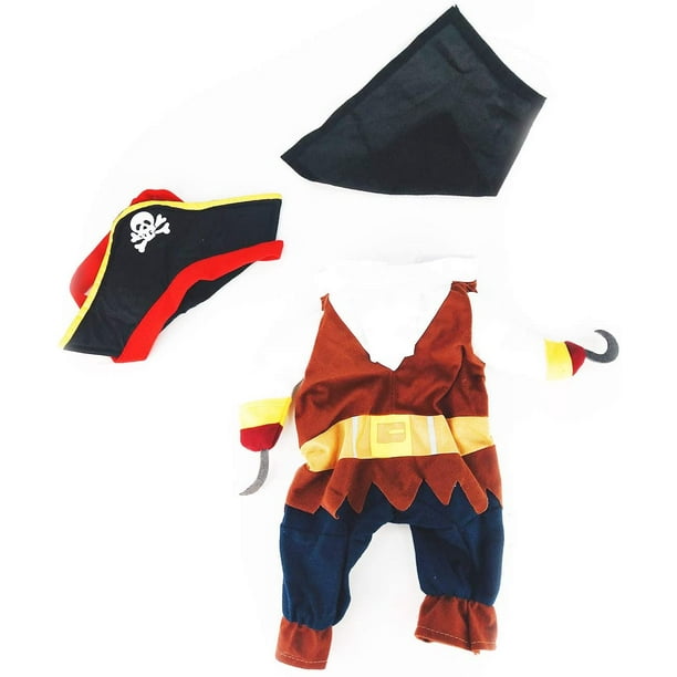 Linda ropa para perro y gato, disfraz de pirata, divertido y divertido disfraz de transformación recta.