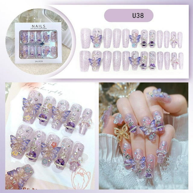 Ensemble de 24 Pcs de Faux Ongles Stylés - Conception Durable Qui Fait Gagner du Temps