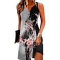 thumbnail image 3 of V-Neck Floral Printed Summer A-Line Elegant Dresses Womens Vintage Sleeveless Beach Sundress Ladies Casual Loose Boho Dress, 3 of 6