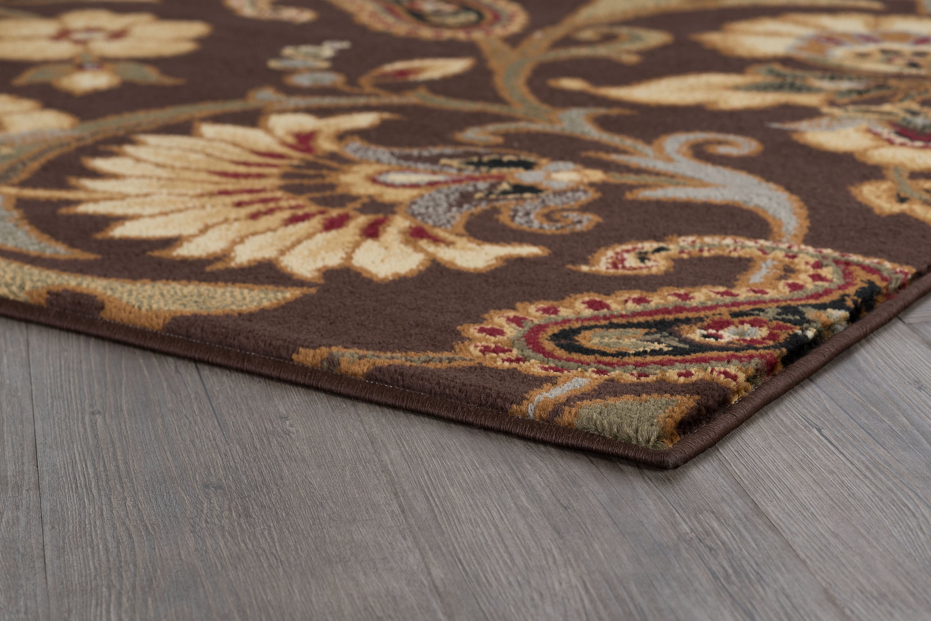 Elegance Transitional 9' x 12.6' Brown and Sage Green Polypropylene Indoor Area Rug