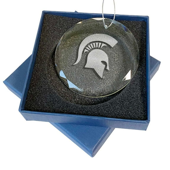 Michigan State Spartans 3.25'' Laser Engraved Glass Ornament