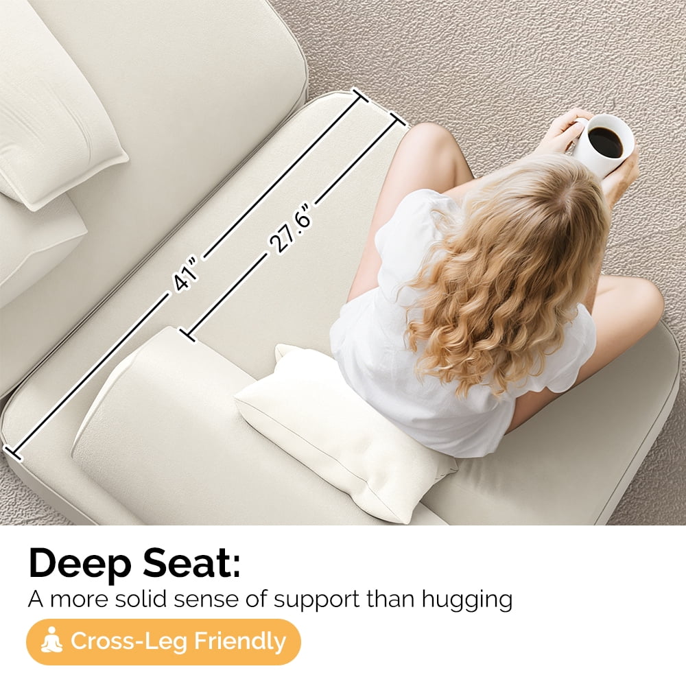 Leumius 139" Oversized Modular Sectional Sofa,DIY Upholstered Fluffy Chenille Sofa with Removable Backrests and Soft Pillows,Deep Seat Couch & Sofa Bed for Living Room,Office,Beige
