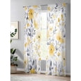 thumbnail image 4 of Sheer Curtains 84 Inches Long 2 Panels Set for Living Room, Yellow Floral Spring Semi Sheer Curtains for Windows, Pastoral Gray Botanical Summer Voile Window Treatments Rod Pocket Curtain, 4 of 7