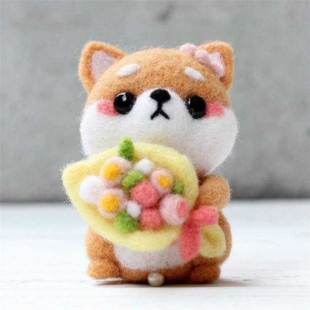 XWSHYW Juguetes para Niños Pequeños Paquete de Producción de Fieltros de Lana Poke Diy con Patrón de Perro Lindo
