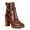 Brown, variant on XYD Women Round Toe Perforated Ankle Boots Lug Sole Wooden Block Heel Buckled Strap Platform Side Zip Booties Casual Shoes Size 7 Red