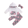 thumbnail image 2 of Seyurigaoka Baby Girl Hooded Sweater + Printed Trousers + Bow Headband, 2 of 6