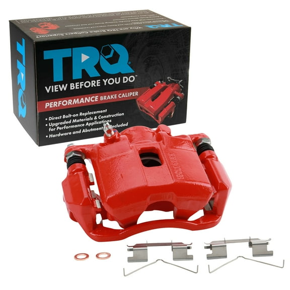 TRQ Front Left Right Brake Caliper w/Bracket Performance Red Driver Passenger Side Compatible with 2013-2014 Acura ILX 2012-2015 Honda Civic 2009-2020 Fit