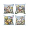 thumbnail image 2 of AZXY Easter Decorative Throw Pillow Covers 18x18 Set of 4, Soft Flock Fabric Square Pillow Case, Farmhouse Outdoor Pillow Cover for Couch Sofa Bed Car Spring Easter Home Decor, 2 of 6
