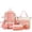 146-Pink, variant on Utility Color Block 5 Piece Backpack Set Multi Compartment Adjustable Buckle Waterproof Teen Back To School Travel Bookbag Kit