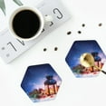 thumbnail image 5 of Balery 6 Pcs Lantern On Snow With Christmasleather Coasters Set, Drink Table Cup Coasters For Living Room Kitchen Coffee Decor, 5 of 9