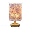 thumbnail image 2 of Purple Rose Flowers Bedside Table Lamp LED Warm Lights with USB Charging Port Retro Cylinder Desk Lamps, 2 of 7