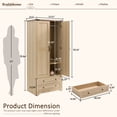 thumbnail image 6 of Brafabhome 71"H Armoire Wardrobe Closet with 2 Drawers, Farmhouse 2 Doors Armoire Cabinet with Hanging Rod, Modern Freestanding Wardrobe Clothes Cabinet for Bedroom | Nature, 6 of 8