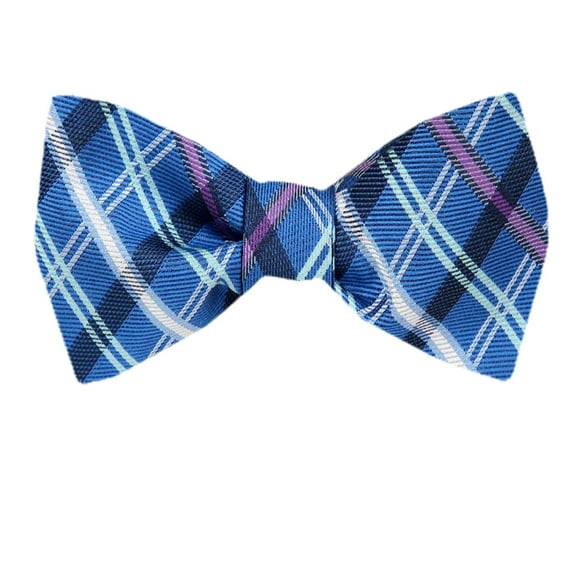 Men's Blue and Navy Silk Self Tie Bowtie Tie Yourself Bow Ties