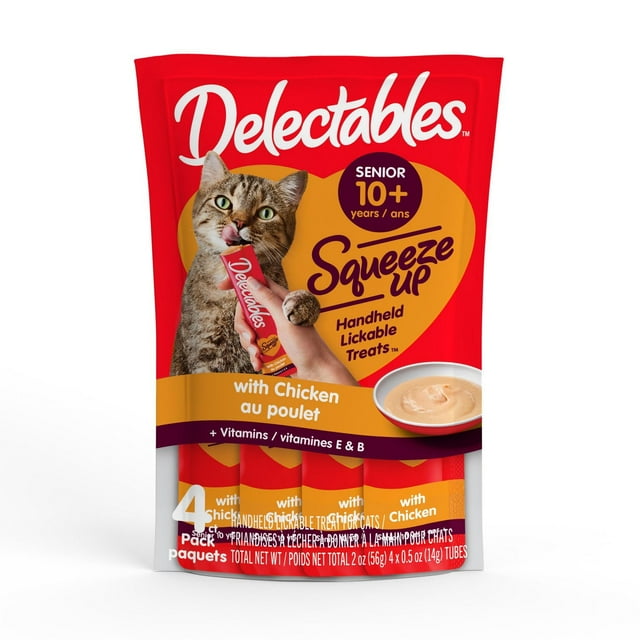 Delectables Chicken Senior 10 yrs + Squeeze Up Wet Cat Treat 4 Pack