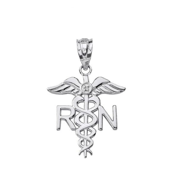 Sterling Silver CZ Registered Nurse Doctor Pendant Necklace : Pendant only