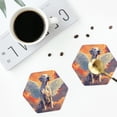 thumbnail image 5 of Fuzoiu Colorful Cloud Spotted Dog Print Leather Coasters Set,Drink Coasters Set of 6,for Tabletop Protection, Durable PVC Coasters,Home Décor and Housewarming Gift,Hexagon, 5 of 7