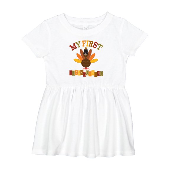 Inktastic My First Thanksgiving Day Turkey Girls Baby Dress