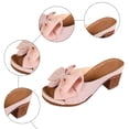 thumbnail image 5 of Rokment Womens Bow Platform High Heels Slip on Dress Sandals for Bride Wedding Summer Bowknot Fish Mouth Open Toe Chunky Block Heels Bridal Dressy Slides Pink Size 9.5, 5 of 7