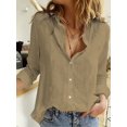 thumbnail image 2 of Long Sleeve Linen Shirt, Casual Button Up Shirt For Spring & Fall, Women's Clothing, 2 of 6