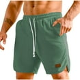 thumbnail image 2 of Puntoco Cargo Stretch Short Pants,Men'S Washing Wrinkled Pockets, Elastic Waist Shorts, Straight Leg Shorts, Sports Pants, and Cropped Pants Green 14(XXXL), 2 of 6