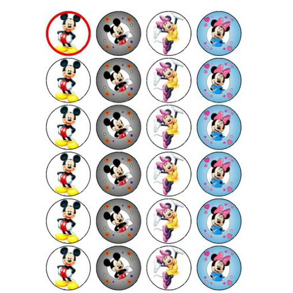 24 Mickey Mouse Cupcake Toppers