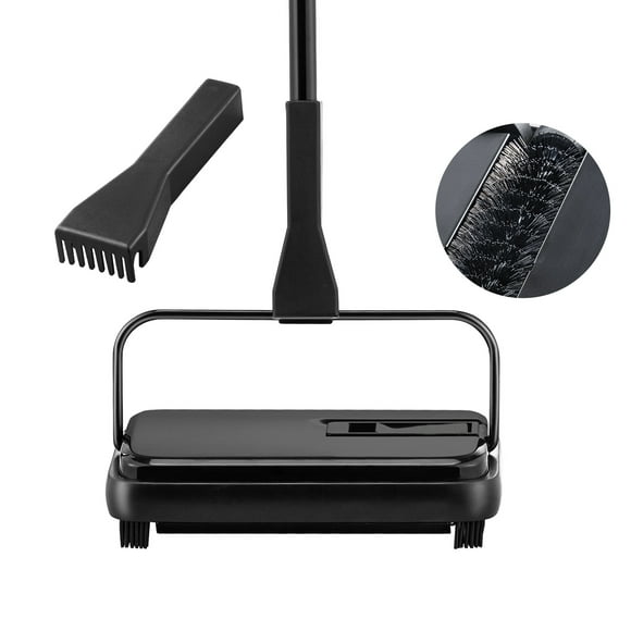 KFFKFF Rug Cleaner, 7.87 in Cleaning Width, Non-Powered Floor Cleaner, 300 ml Debris Collection Bin, Includes Comb for Domestic Office Carpets Hard Surfaces Wooden Flooring Laminate
