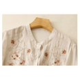 thumbnail image 4 of Jxximdong Button Down Shirts for Women, Women's Cotton New Oriental Loose Embroidered Tops Summer Mid Length 3/4 Sleeve Shirt, Beige Women's Blouses, 4 of 9