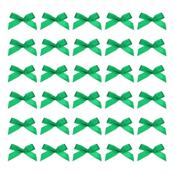 Uxcell 50Pcs Mini Ribbon Bow 1.8 inch Mini Fabric Satin Ribbon Flower Bows Green