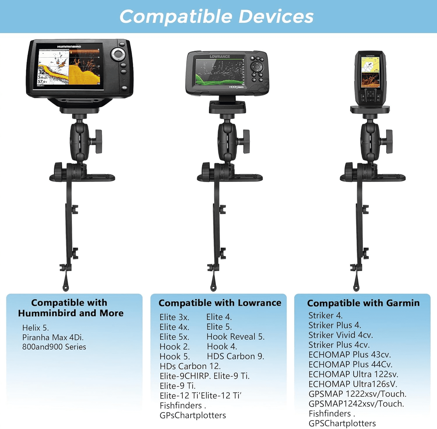 VINmounts Kayak Fish Finder Mount with Transducer Mounting Arm, Compatible with Garmin Striker 4, Lowrance Fish Finders,with Kayak Track