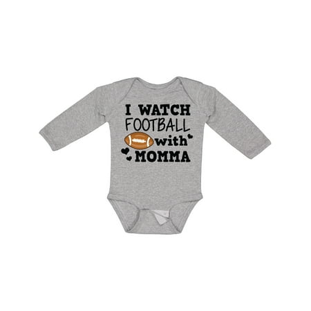 

Inktastic I Watch Football with My Momma Gift Baby Boy Long Sleeve Bodysuit
