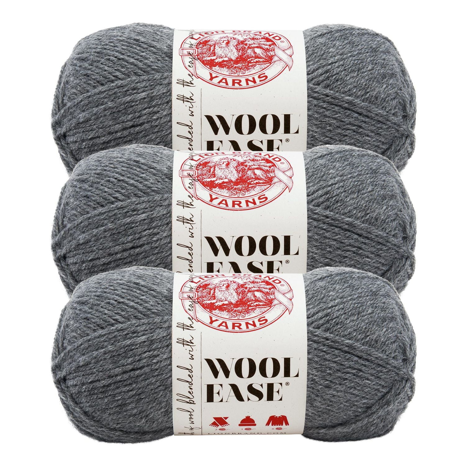 Fil Lion Brand Wool-Ease® Fil acrylique moyen/peigné n° 4, 85g/ 180m, 3-CT