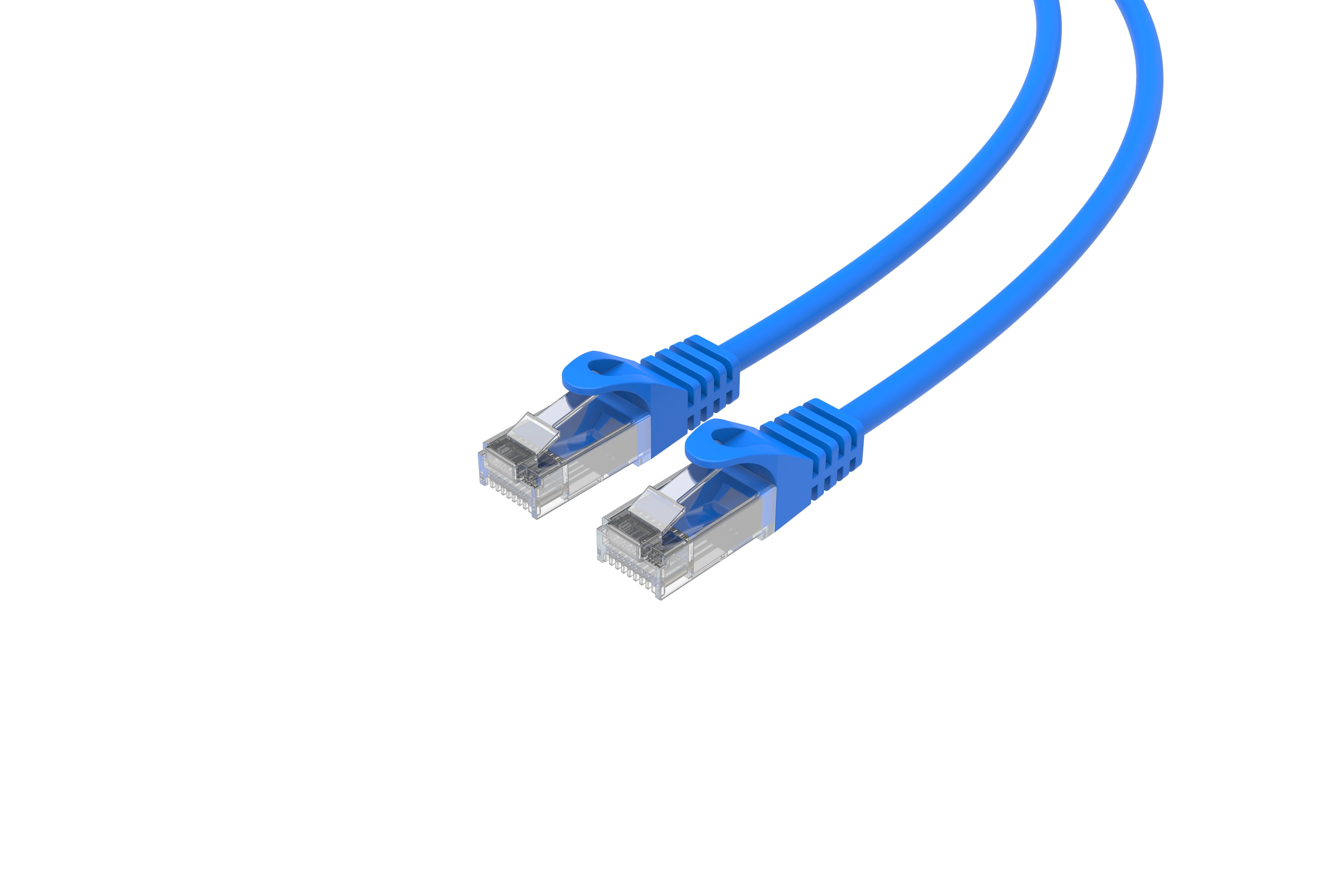 LOGICO Cat6 Slim Ethernet Patch Cable Blue 28 AWG 2FT (25 Pack)