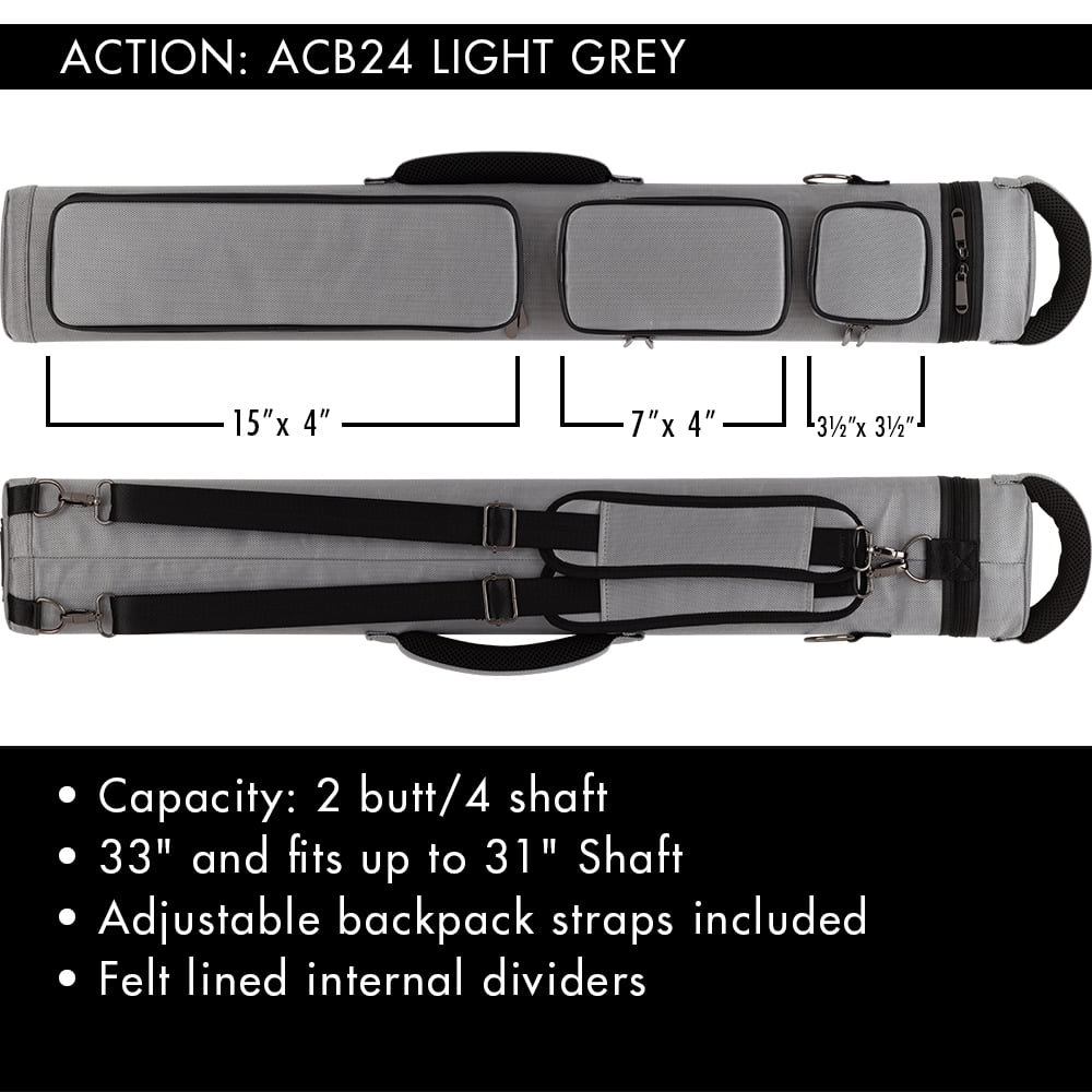 Action Backpack ACB24 2x4 Hard Case Billiard Stick Bag Billiards Cues