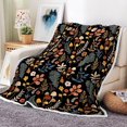 thumbnail image 1 of Manta bohemia, manta floral negra, suave y ligera con diseño floral multicolor de otoño, para sofá cama, decoración del hogar, para todas las estaciones, 1 of 8