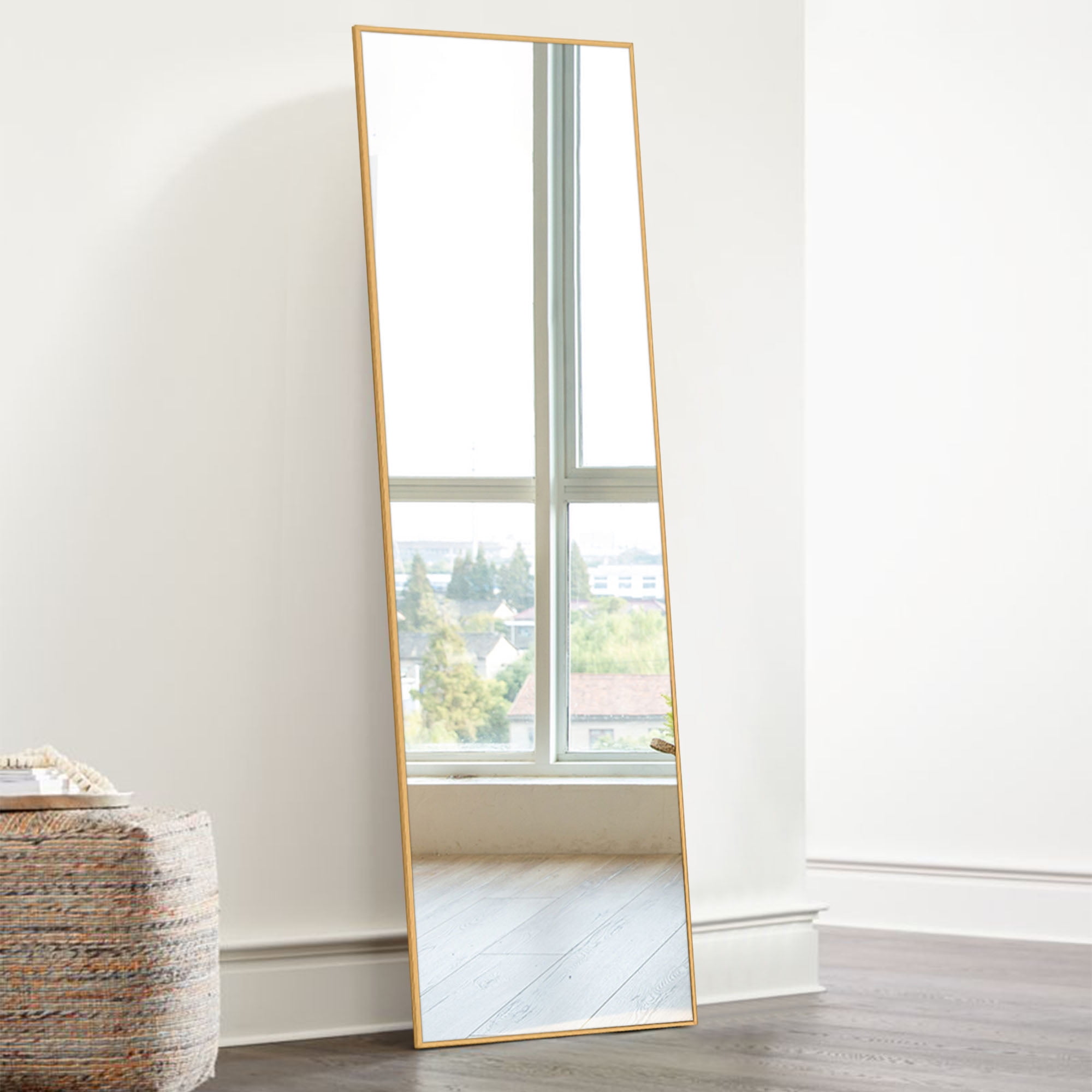 Full Length Floor Mirror Wall Mounted Rectangle Gold 55"x16" - Walmart.com