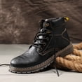 thumbnail image 3 of Botas de hombre, zapatos de invierno de cuero con cordones para el trabajo, viajes, negocios y calzado informal., 3 of 5