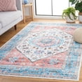 thumbnail image 2 of SAFAVIEH Washable Printed Rug Lanford Medallion Polyester Machine Washable Area Rug, Turquoise/Red, 5' x 8', 2 of 9