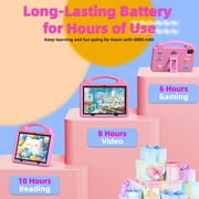 PUTECCH 10 inch Kid Tablet, Android 14, Quad Core CPU 5GWifi+Wifi6, 6GB RAM+64GB ROM, 6000mAh, Tablet Case, Pink