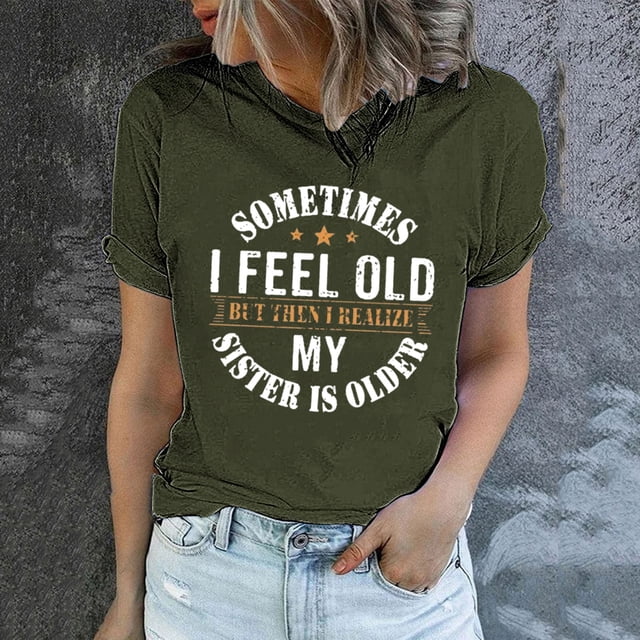 LSLJS Women's Funny Printed Pattern Casual Fashion Soild Color Short Sleeve Tops Blouse