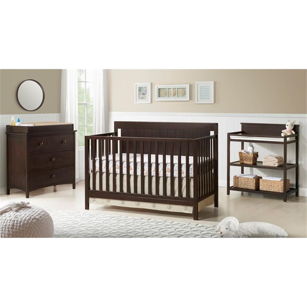 Oxford Baby Lazio 4-in-1 Convertible Crib, Espresso Brown, GREENGUARD Gold Certified, Wooden Crib