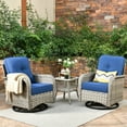 thumbnail image 5 of XIZZI 3-Piece Patio Furniture Set High Back Patio Conversation Chairs Set Outdoor Swivel Glider Rocker Chairs Wicker Outdoor Rocking Swivel Chairs with Side Table for Porch, Navy Blue, 5 of 11