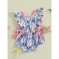 thumbnail image 4 of Miaouyo Baby Girl Summer Romper Baseball Print Flutter Sleeve Round Neck Jumpsuit Infant Bodysuit Streetwear, 4 of 8