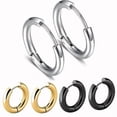 thumbnail image 4 of Women earring girl stud ear drop 1 pair 8/10/12/14/16/18/20mm stainless steel hoop men cartilage gold ear piercing--18mm--Gold--Product code 83344 18mm Gold, 4 of 5