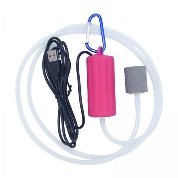 De Oxígeno Para Acuario 2xUSB, Aireador De Bomba De Aire Para Pecera, Súper Silencioso, Eficiente, Rojo