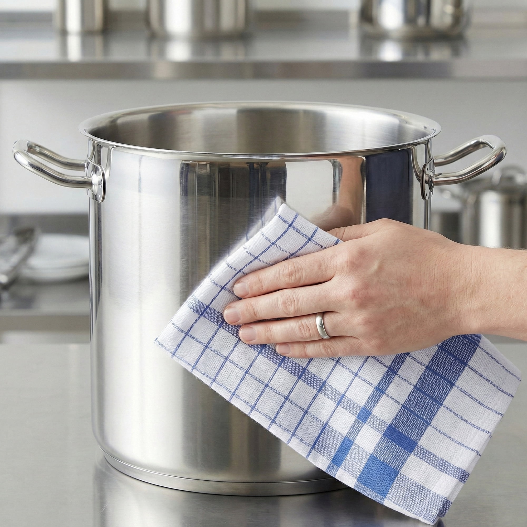 Unique Bargains Plaid Absorbent Quick-Drying Kitchen Towels 4 Pack Blue/Green 28" x 16"