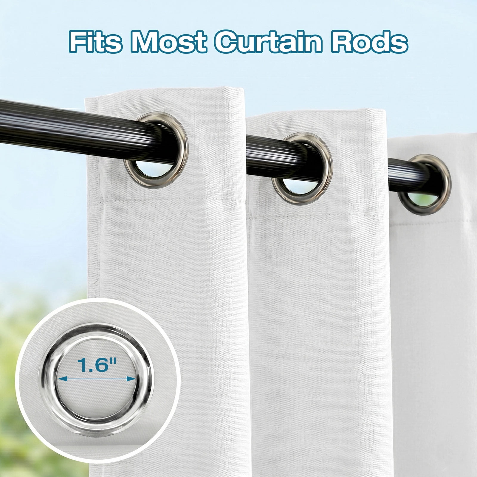 Lapalife Outdoor Curtains for Patio Waterproof W71xL84, Blackout Weighted Outside Curtains Weatherproof UV Resistant Privacy for Porch, Pergola, White, 1 Panel