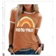 thumbnail image 1 of Camiseta de mujer de manga corta y cuello redondo con estampado de arcoíris Good Vibes, 1 of 4
