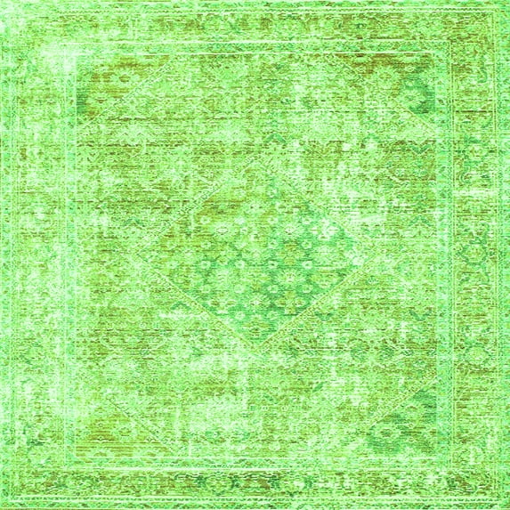 Ahgly Company Indoor Square Persian Green Traditional Area Rugs, 8' Square